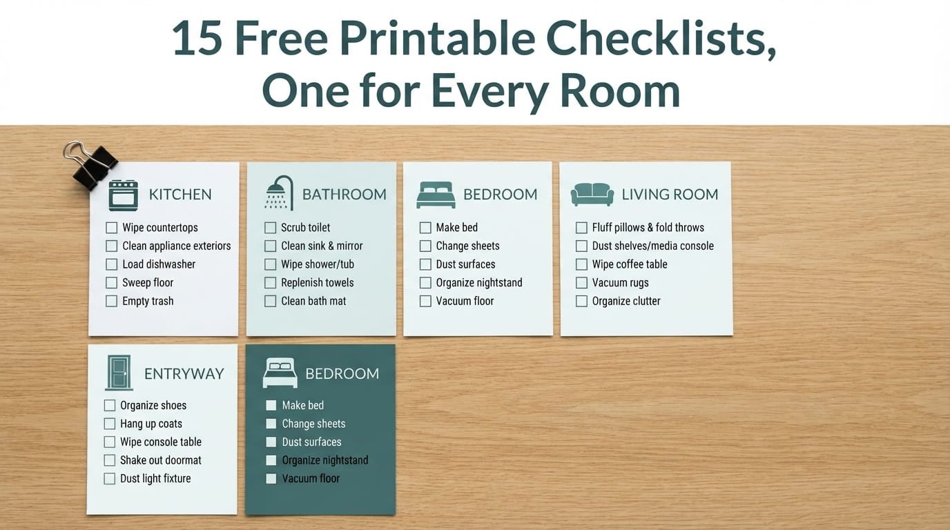 Free Printable Cleaning Checklists for Every Room