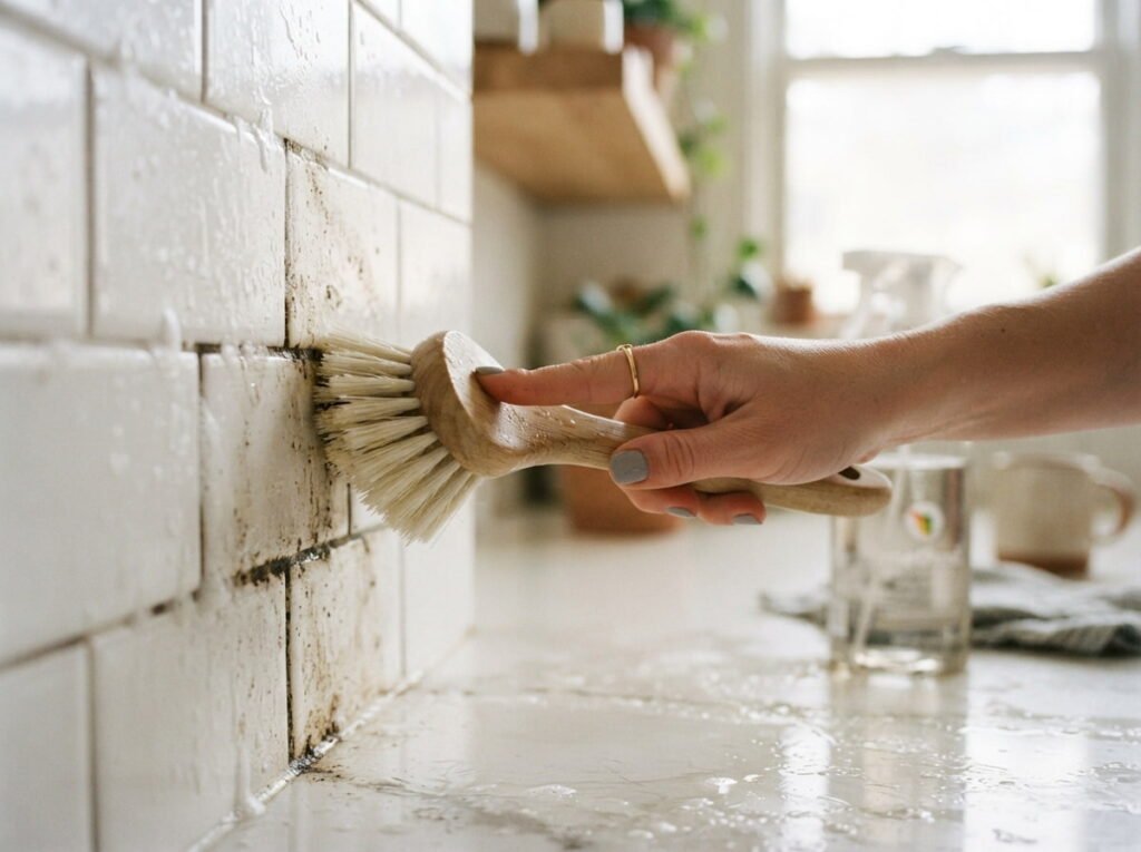 A Stiff Bristle Grout Brush