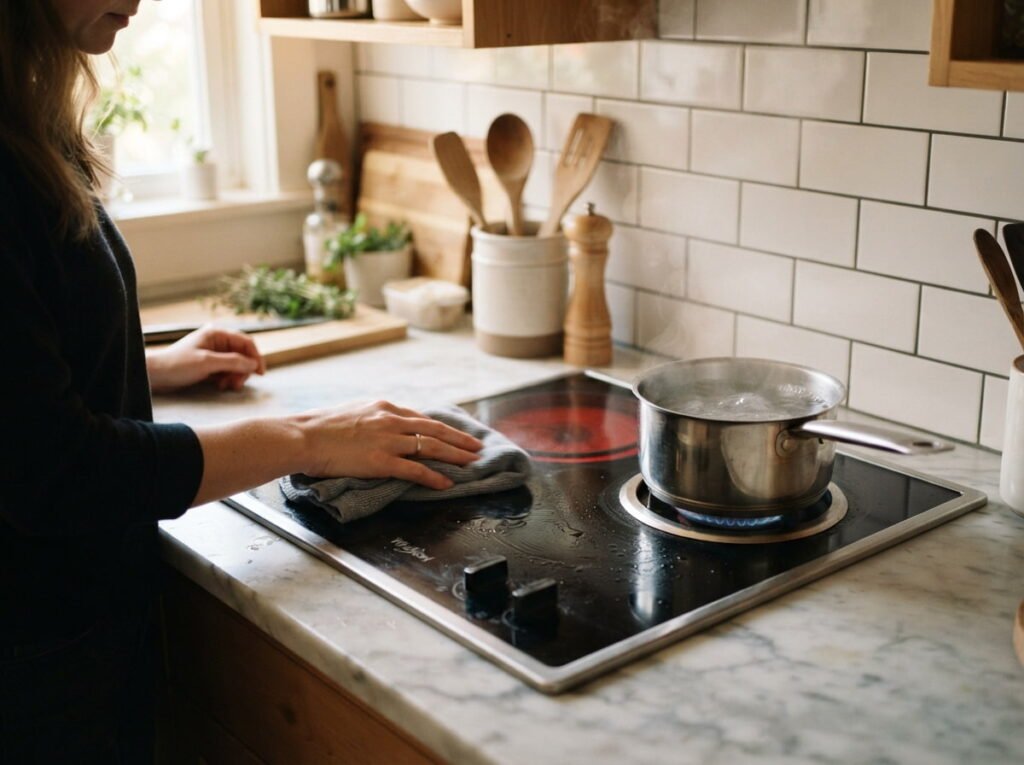 Cleaning a Compact Stovetop in the Time It Takes Water to Boil