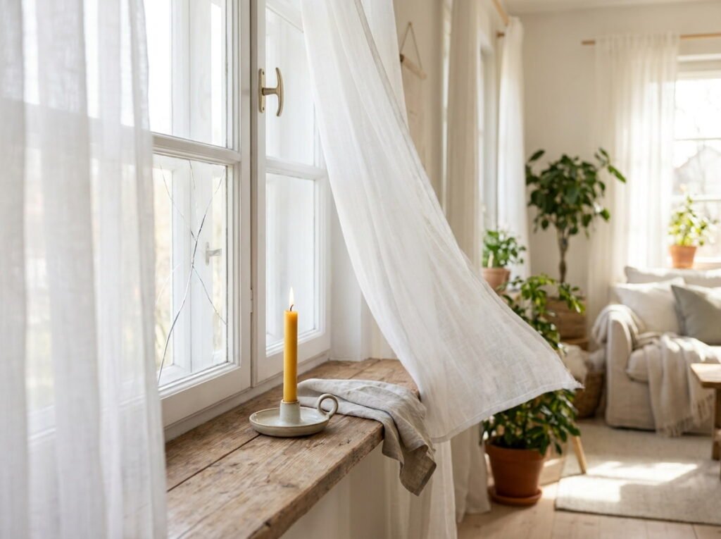 Candle and Open Window