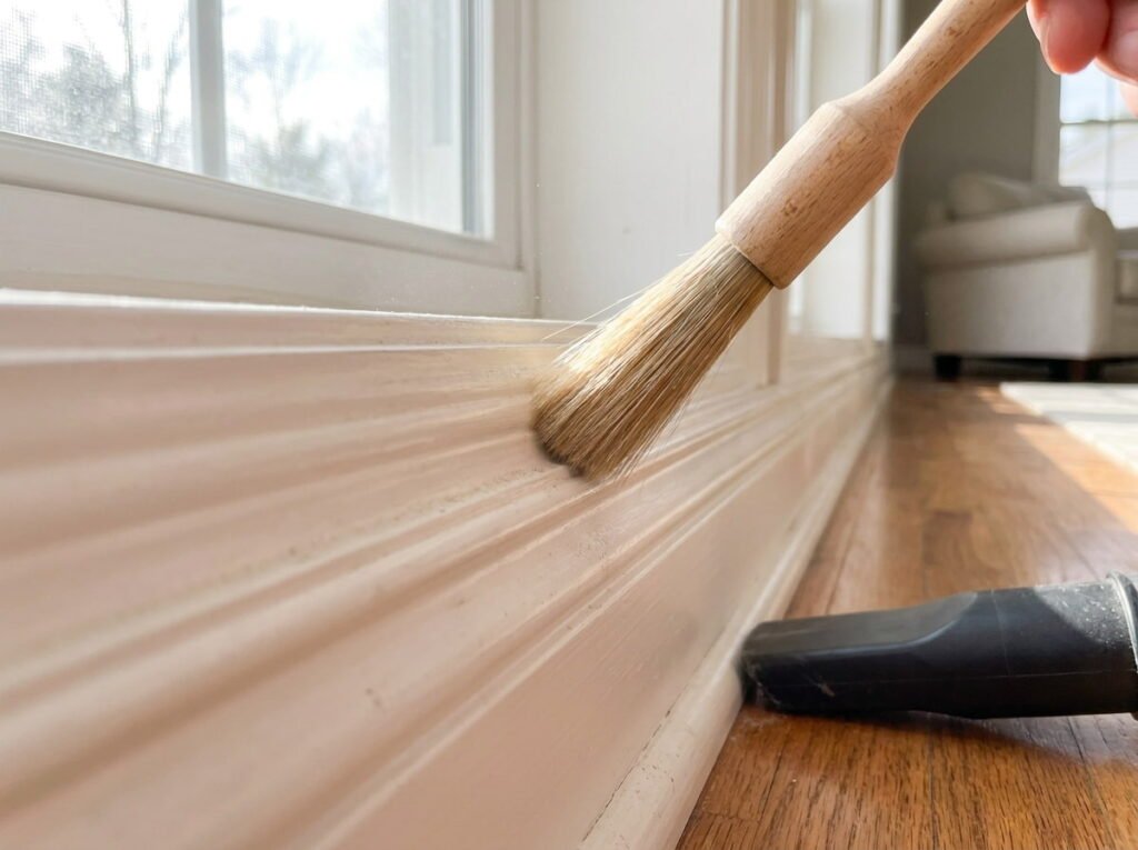 Getting Into Baseboard Grooves and Detail Work With a Small Paintbrush