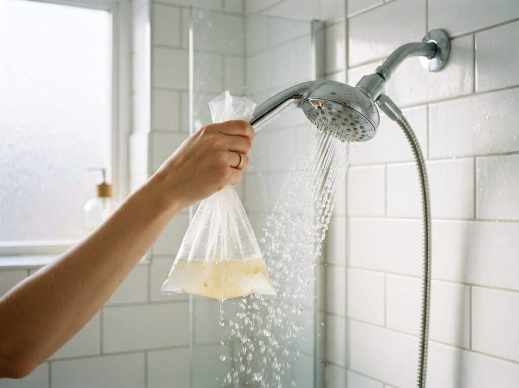 Descaling a Showerhead With Something Probably Already Under Your Sink