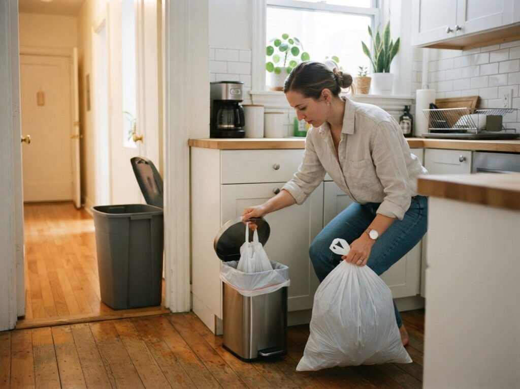 The Trash Can Trick That Keeps Smells From Taking Over a Small Space