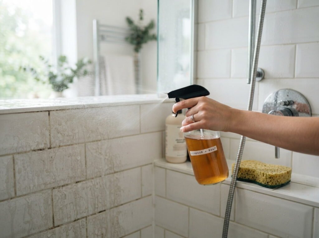 The Dish Soap and Vinegar Spray That Cuts Through Soap Scum Fast