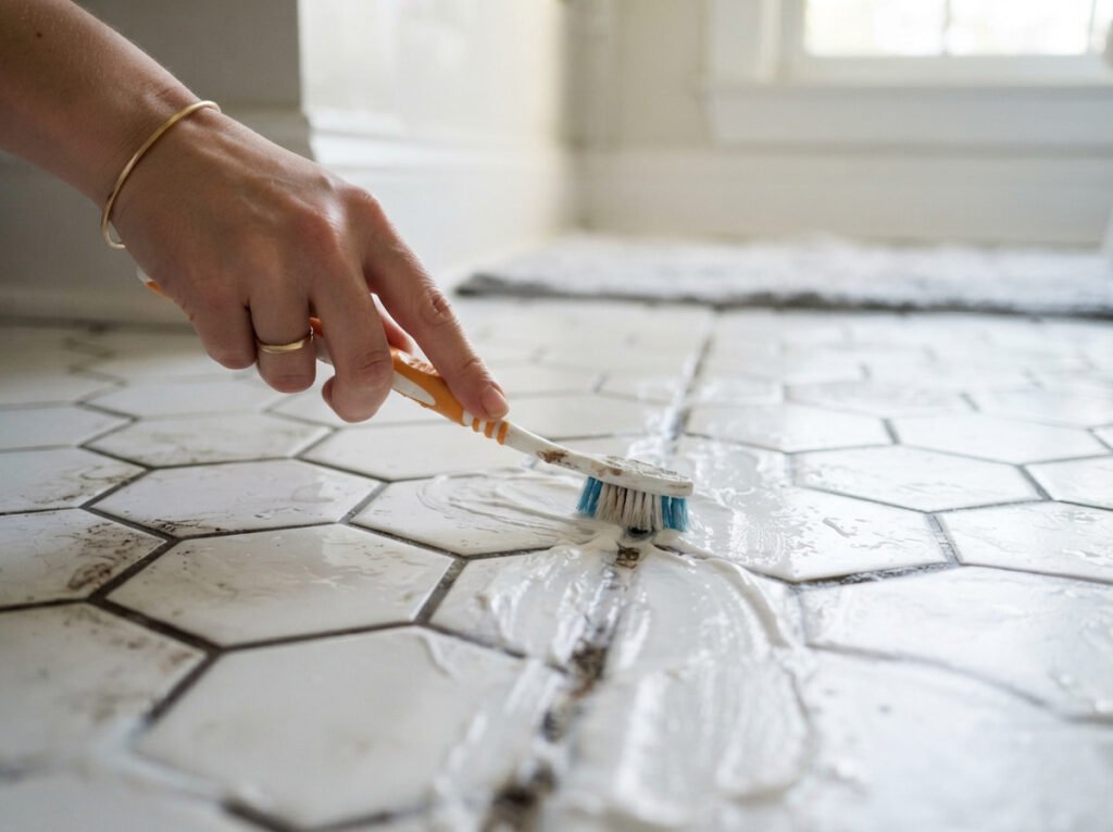 Deep Clean the Grout Between Shower and Floor Tiles