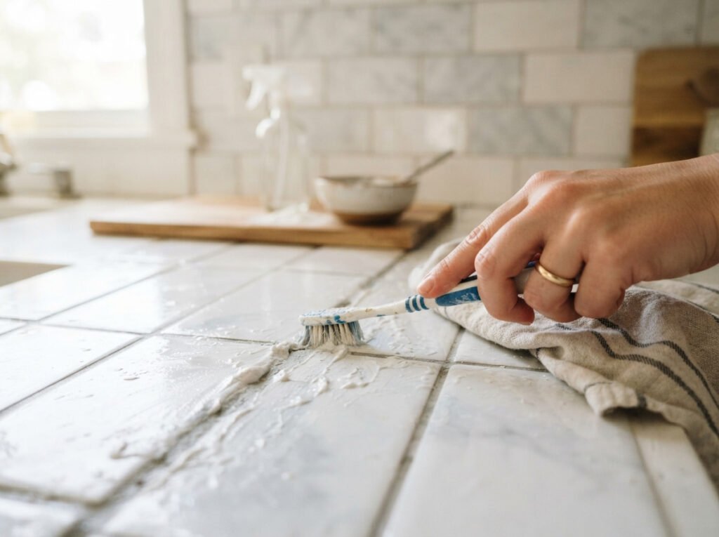Deep Clean the Grout Between Backsplash Tiles