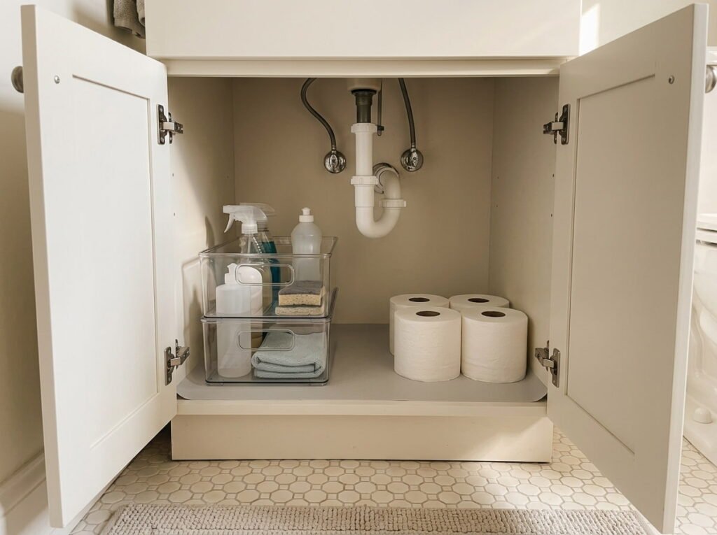 Clear the Under Sink Cabinet and Add One Stackable Bin