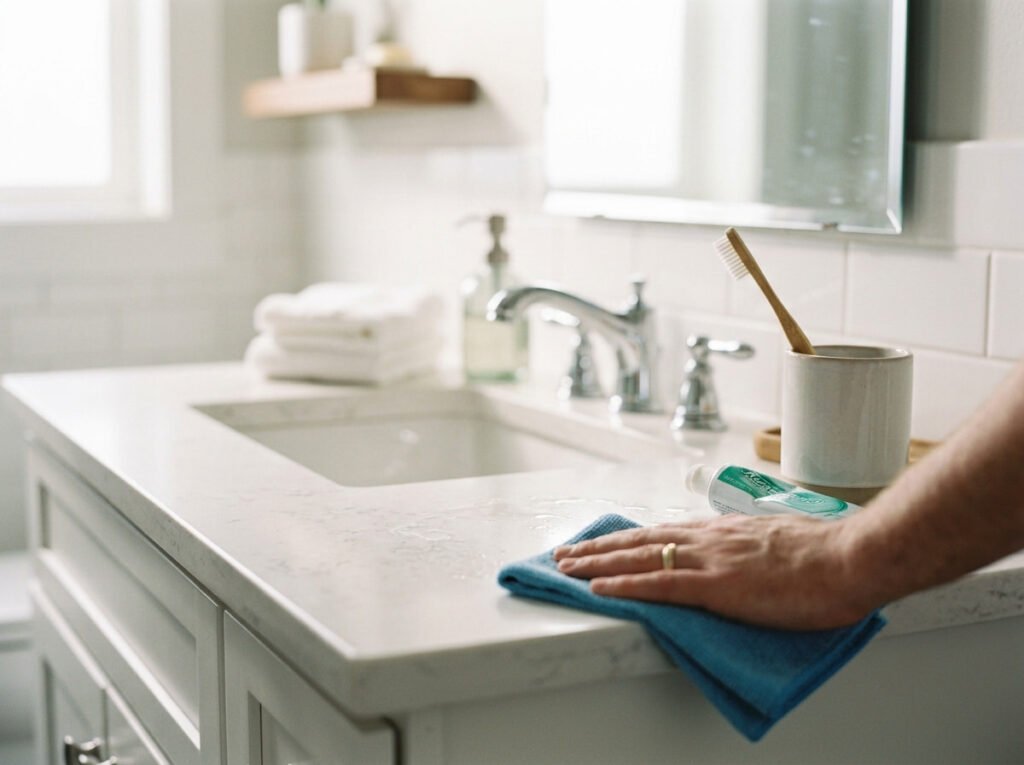Do a One Minute Bathroom Wipe Down After Your Morning Routine