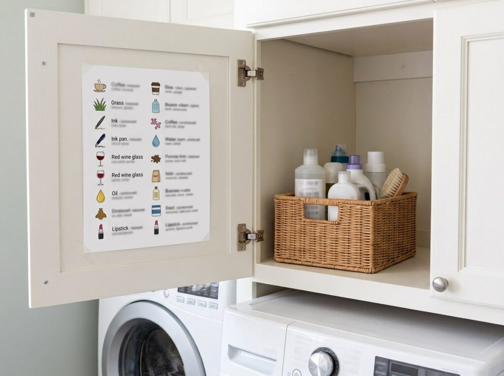 One page stain cheat sheet by the washer