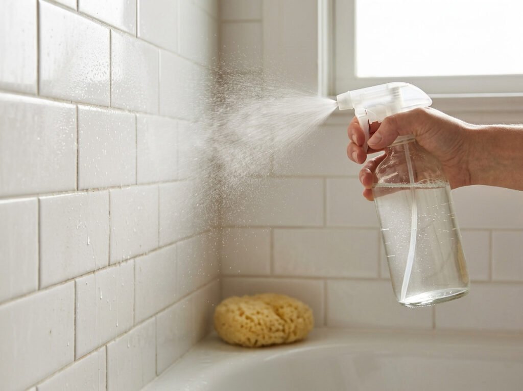 Let a Vinegar Spray Sit on Soap Scum Instead of Scrubbing Harder