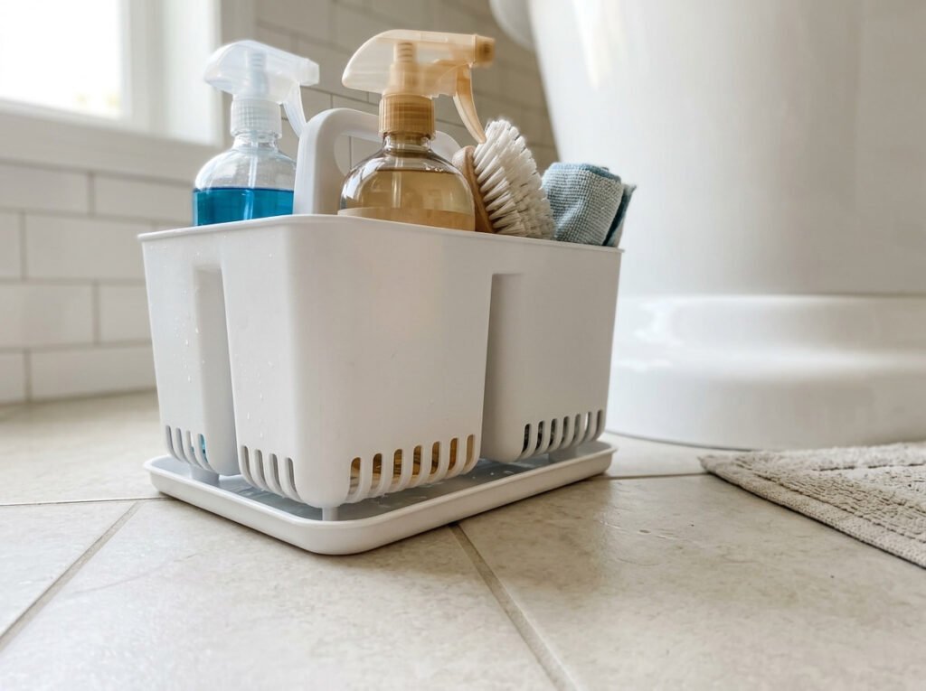Choose a Bathroom Cleaning Caddy With Drainage Holes So Wet Bottles Stop Pooling Water