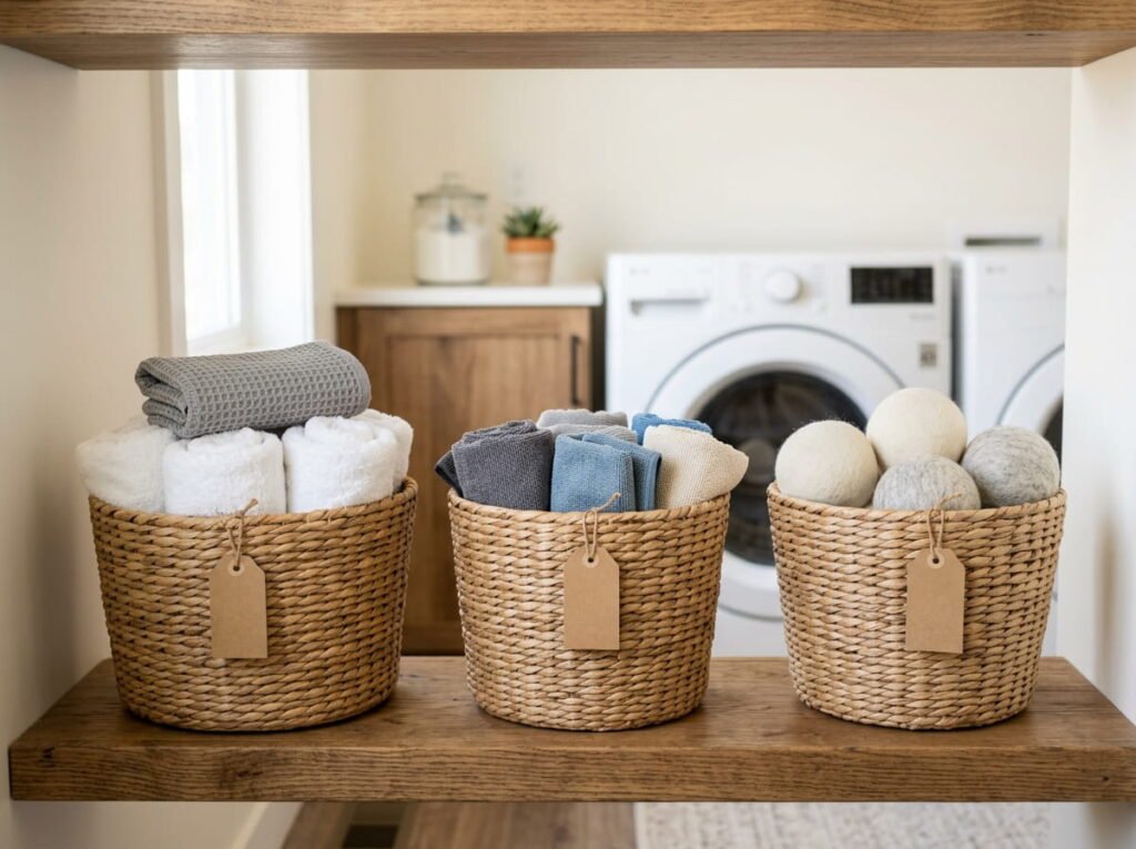 Woven baskets with one job each